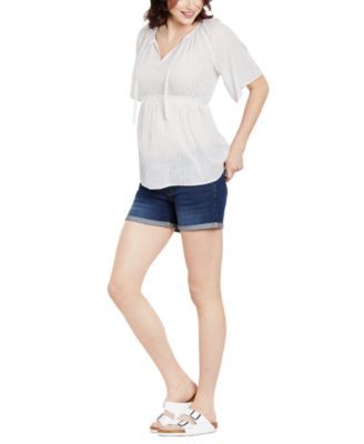 Secret Fit Belly® Cuffed Denim Maternity Shorts