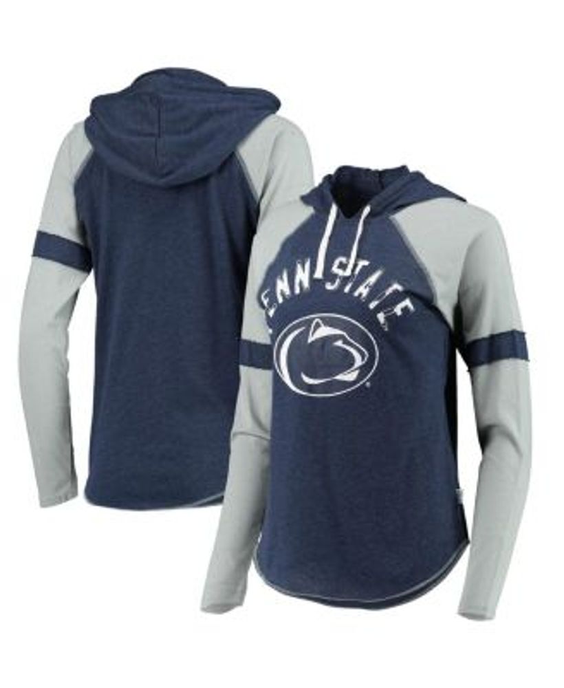 Women's Navy Penn State Nittany Lions Plus Size Color-Block Pullover Hoodie