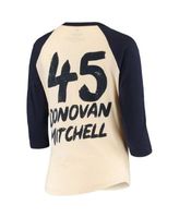 Women's Fanatics Branded Anthony Davis Cream Los Angeles Lakers Raglan 3/4-Sleeve T-Shirt