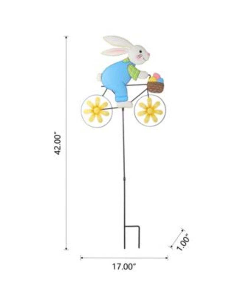 Metal Easter Bunny on Bicycle Yard Stake or Wall Decor, 42"