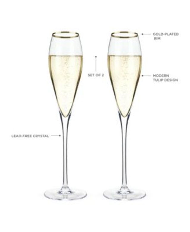 JoyJolt Set of 2 Meadow Butterfly Crystal Champagne Flutes 