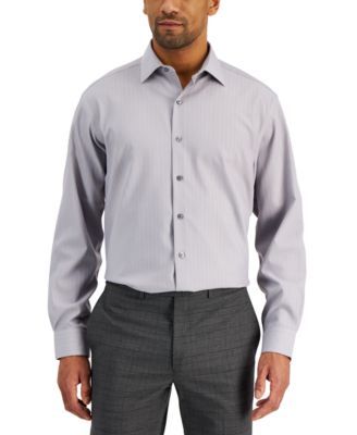 Men's Regular Fit 2-Way Stretch Herringbone Dress Shirt, Created for Macy's