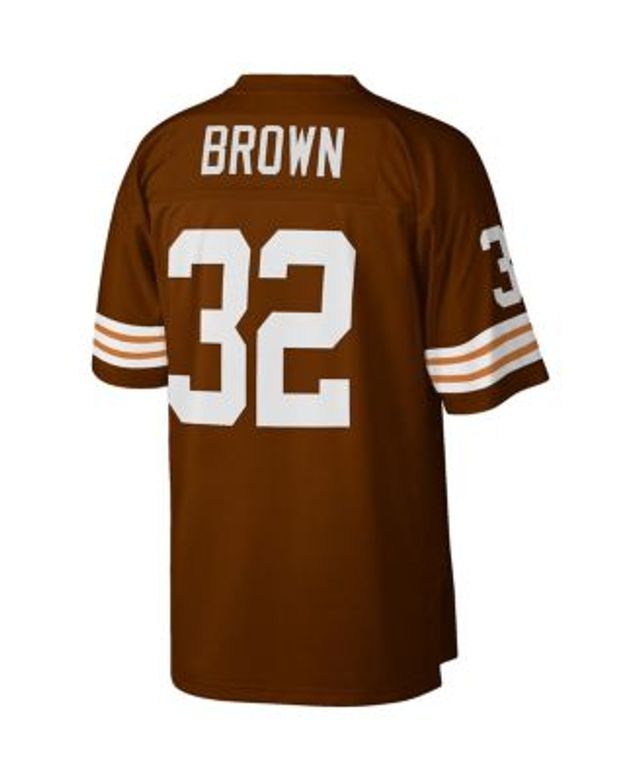 Men's Mitchell & Ness Jim Brown Orange/Brown Cleveland Browns 1963 Split  Legacy Replica Jersey