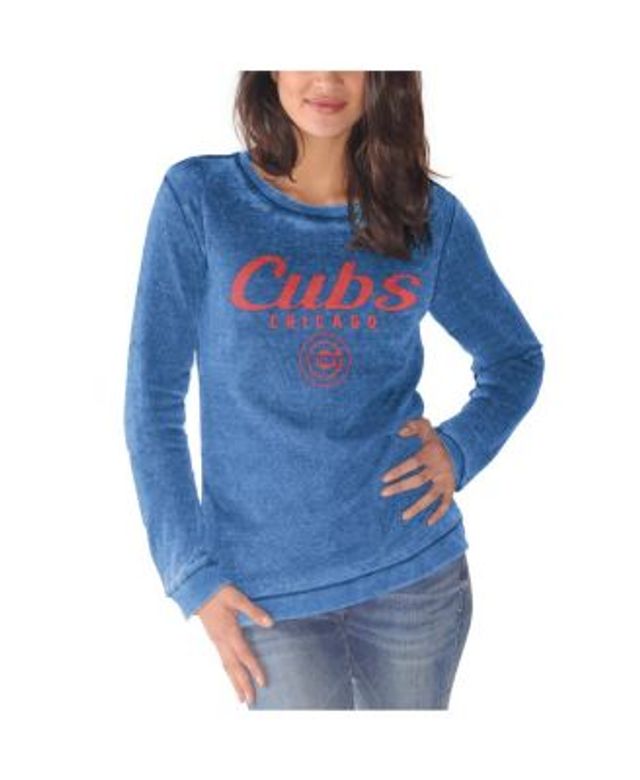 Women's Touch Cream/Royal Chicago Cubs Free Agency Pullover Sweatshirt Size: Large