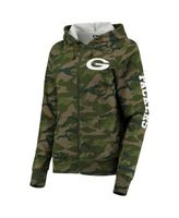 Women's New Era Camo Green Bay Packers Raglan Full-Zip Hoodie