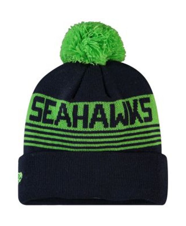 Youth Mitchell & Ness Royal Seattle Seahawks Retro Script Cuffed Knit Hat  with Pom