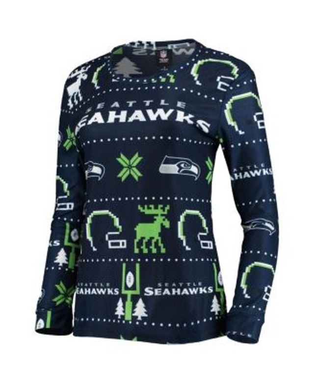 Women's Seattle Seahawks FOCO College Navy Ugly Holiday Cropped Sweater