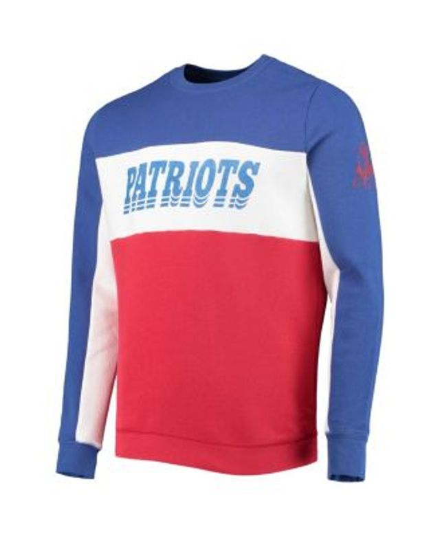 Women's Mitchell & Ness Royal/Red New England Patriots Color Block Pullover  Sweatshirt