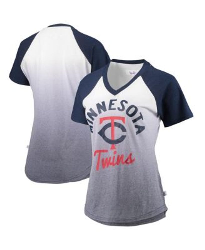 Women's Touch Navy/White New York Yankees Shortstop Ombre Raglan V-Neck  T-Shirt