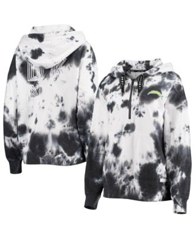 Women's DKNY Sport White/Black Miami Dolphins Dakota Oversized Tie-Dye  Half-Zip Hoodie