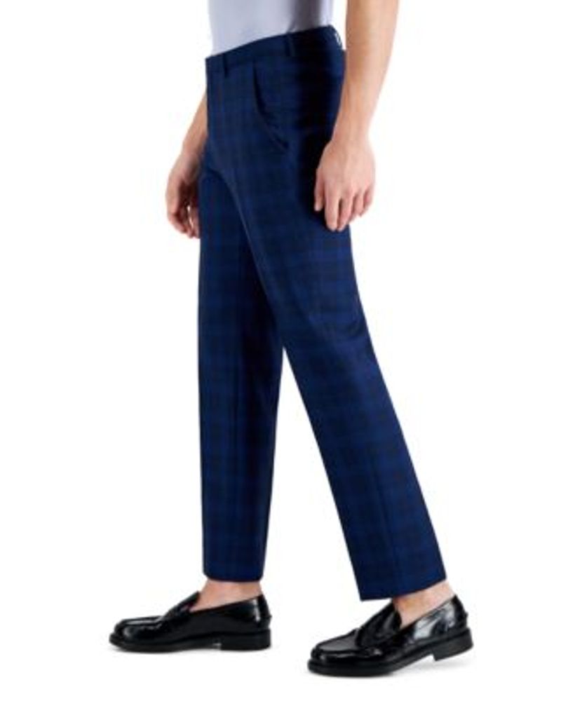 Hugo Boss Men's Modern-Fit Blue Check Suit Pants