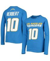 Outerstuff Boys Youth Justin Herbert Powder Blue Los Angeles Chargers  Mainliner Player Name and Number T-shirt