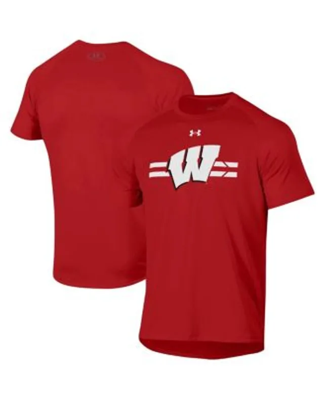 Men's Under Armour Red Wisconsin Badgers Game Day Sleeve Stripe Raglan Long  Sleeve T-Shirt