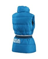 Women's Blue Carolina Panthers Full-Zip Puffer Vest with Belt