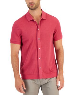 Men's Drop Needle Jacquard Button-Front Polo, Created for Macy's