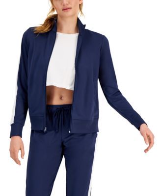 Women's Zip Striped-Sleeve Track Jacket, Created for Macy's