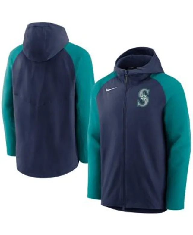 Men's Nike Navy/Aqua Seattle Mariners Authentic Collection Short Sleeve Hot Pullover Jacket