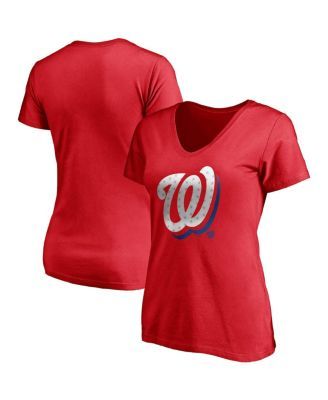 Soft As A Grape Women's Red Washington Nationals Plus V-Neck Jersey T-shirt