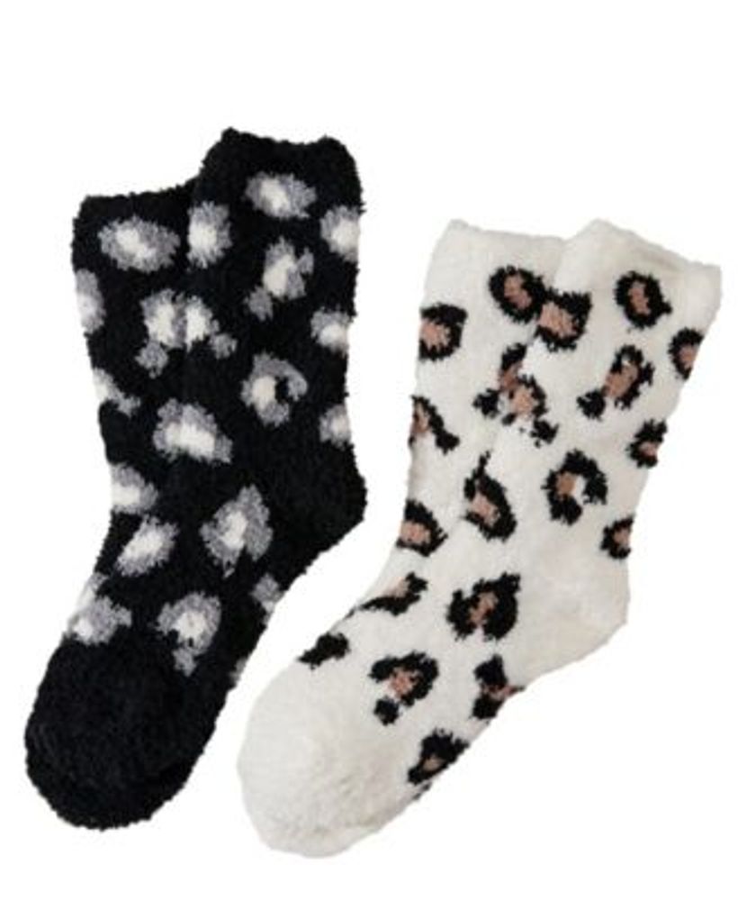 Women's Leopard Cozy Socks, Pack of 2
