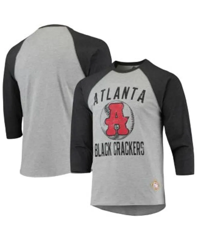 Men's Stitches Heathered Gray/Black New York Black Yankees Negro League Wordmark Raglan 3/4-Sleeve T-Shirt Size: Small