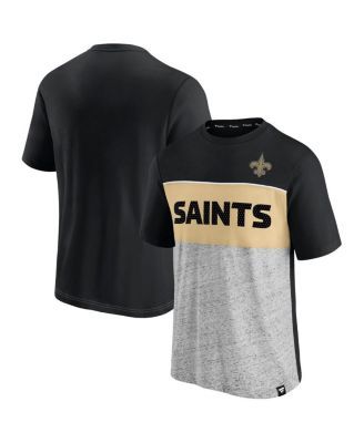 Men's Nike Gold/Black New Orleans Saints Fan Gear Colorblock Tri-Blend  T-Shirt