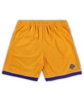 Men's Mitchell & Ness Gold/Purple Los Angeles Lakers Big Tall Hardwood Classics Split Swingman Shorts
