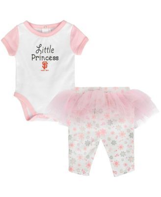 Girls Newborn Infant White and Pink San Francisco Giants Princess Bodysuit and Tutu Leggings Set