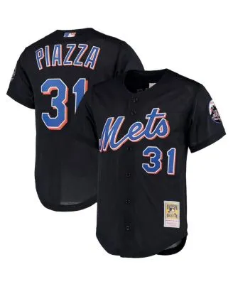 Men's New York Mets Mike Piazza Mitchell & Ness Orange Cooperstown  Collection Mesh Batting Practice Button-Up Jersey