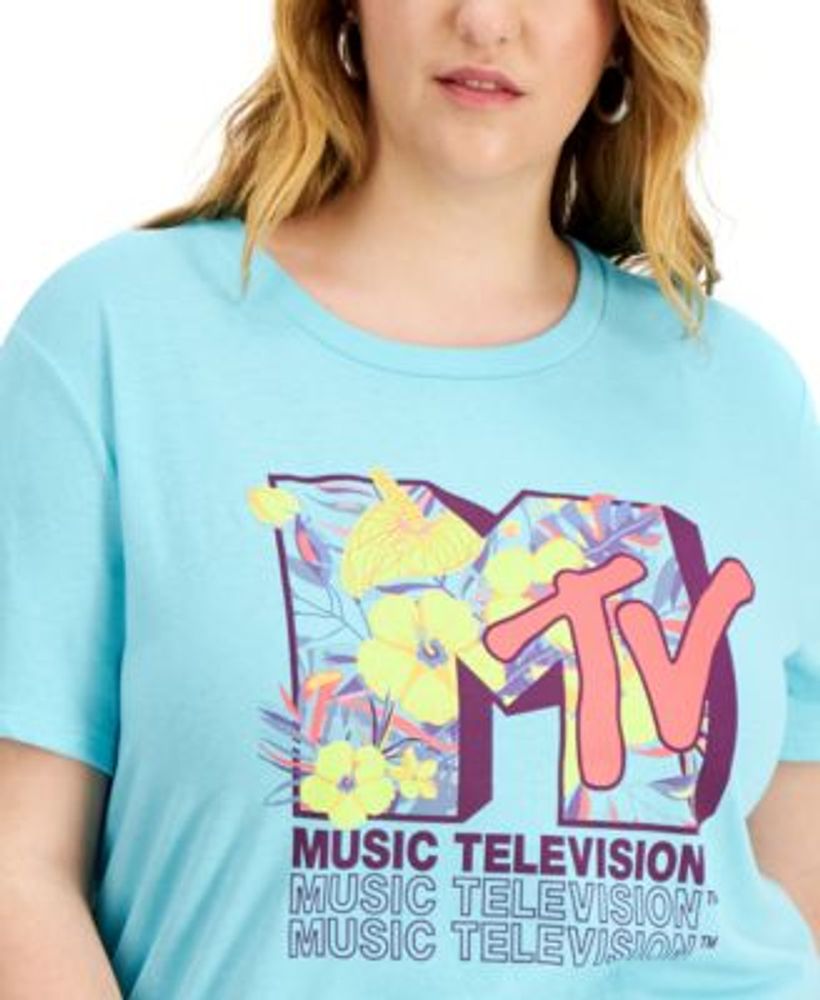 Trendy Plus MTV Neon Floral Graphic T-Shirt