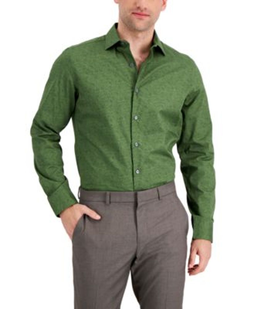 Men's Slim-Fit Performance Stretch Floral-Print Dress Shirt