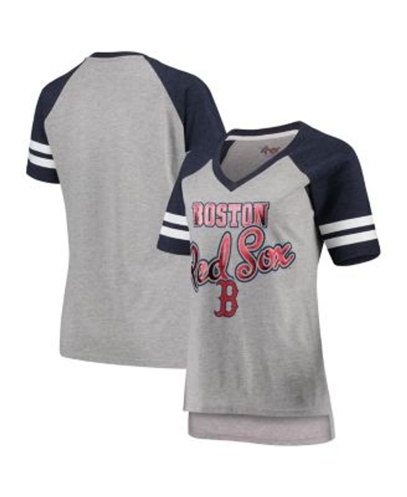 Boston Red Sox G-III 4Her by Carl Banks Women's Team Graphic V-Neck T-Shirt  - Heather Gray