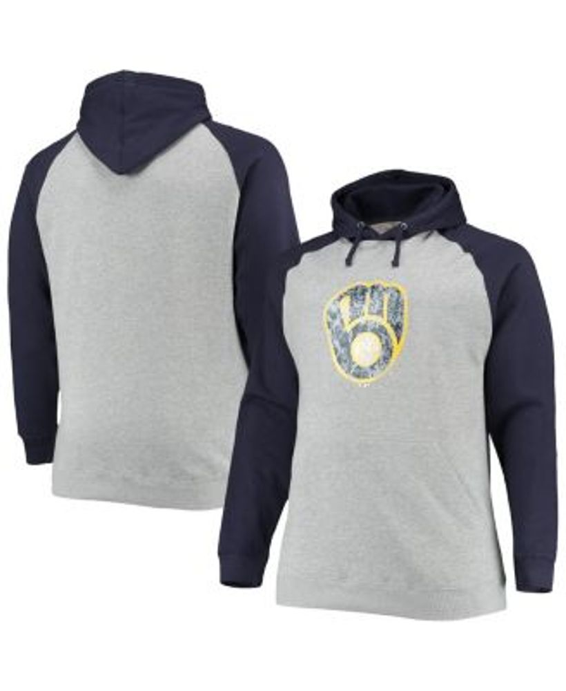 Men's Detroit Tigers Heather Gray/Navy Big & Tall Raglan Hoodie Full-Zip  Sweatshirt