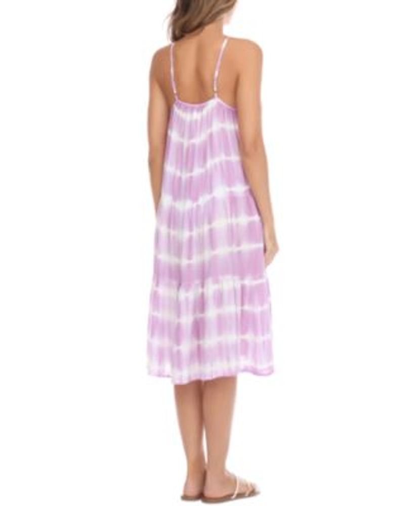 Women's Tie-Dyed Tiered Swim Cover-Up Dress