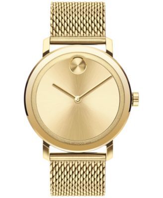 Men's Swiss Bold Gold-Tone Ion-Plated Stainless Steel Mesh Bracelet Watch 40mm