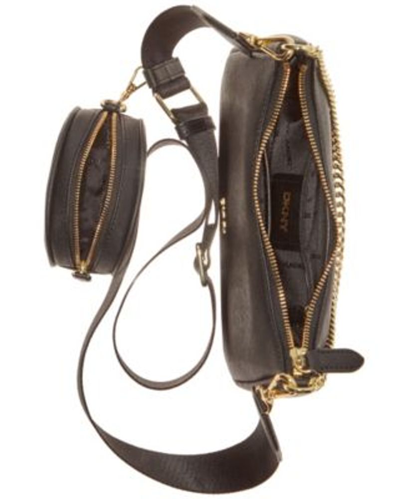 DKNY Sporty Crossbody Caelynn Pouchette Handbags, Black/Silver: Handbags