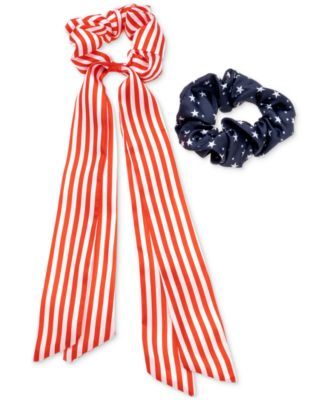 2-Pc. Set Stars & Stripes Patriotic Scrunchies, Created for Macy's
