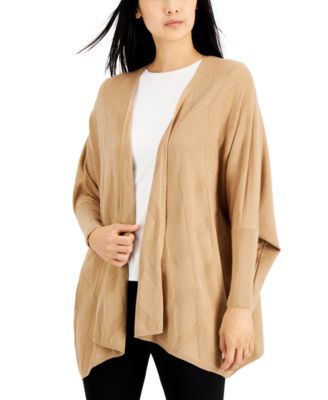 Women's Diamond-Stitch Open-Front Cardigan, Created for Macy's