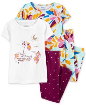 Toddler Girls 4-Pc. Snug Fit Graphic-Print Pajama Set