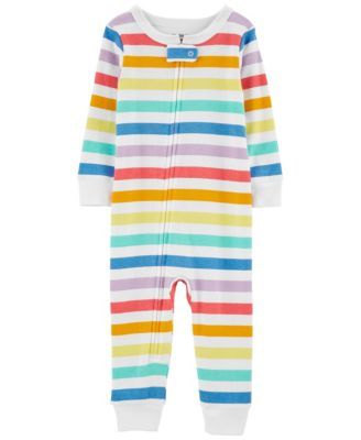 Baby Neutral 1-Piece Rainbow Striped Snug Fit Footless Pajamas