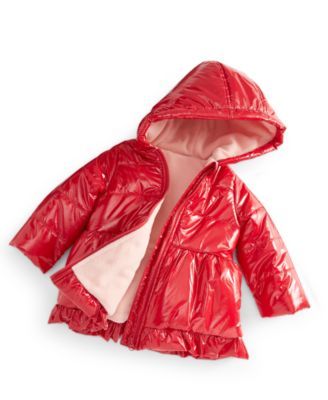 Baby Girls Glossy Ruffled Hem Puffer Jacket, Created for Macy's