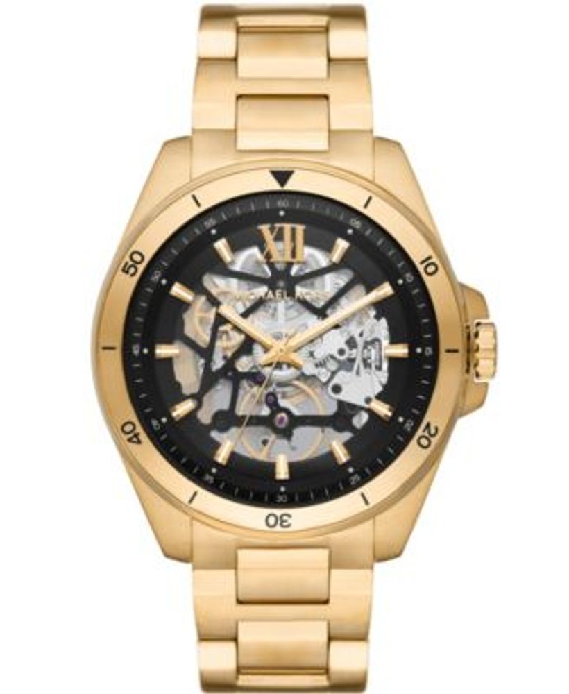 Michael Kors Men's Brecken Automatic Gold-Tone Stainless Steel Bracelet  Watch 45mm | Connecticut Post Mall