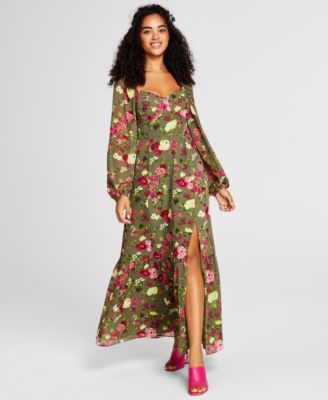 Women's Printed Bustier Side-Slit Maxi Dress, Created for Macy's