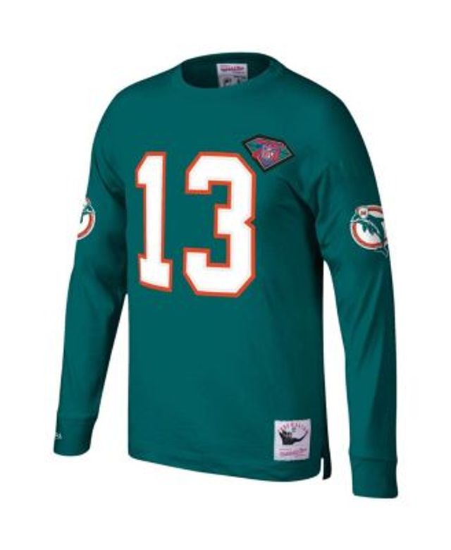 Men's Mitchell & Ness Dan Marino Aqua/Orange Miami Dolphins Big & Tall Split Legacy Retired Player Replica Jersey