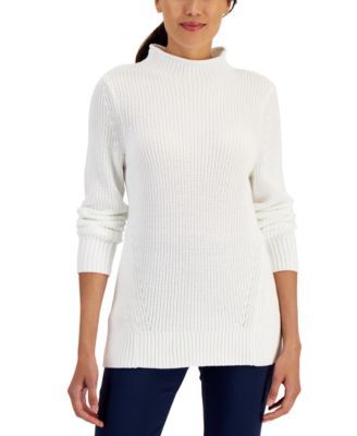 Women's Cotton Mock-Neck Sweater, Created for Macy's
