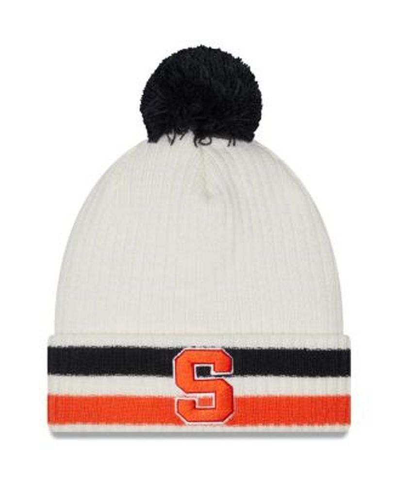 Youth New Era Navy Syracuse Orange Marl Cuffed Knit Hat with Pom