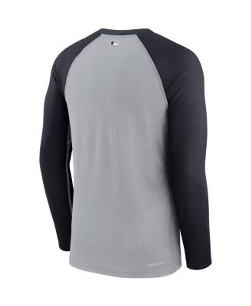 Men's Nike Gray/Navy New York Yankees Game Authentic Collection Performance  Raglan Long Sleeve T-Shirt