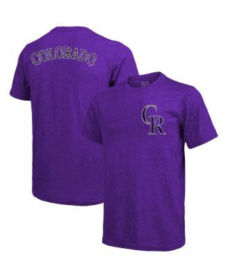 Men's Majestic Threads Blue Colorado Rockies Buzzer Beater Tri-Blend Ringer  T-Shirt