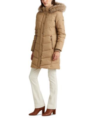 Women's Faux-Fur-Trim Hooded Down Puffer Coat, Created for Macy's