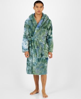 Men's Tie-Dyed Hooded Fleece Robe, Created for Macy's