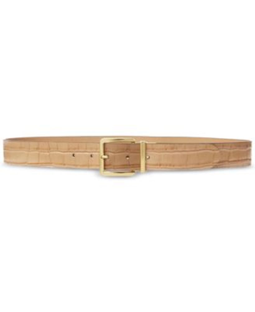 Women's Reversible Leather Square-Buckle Belt